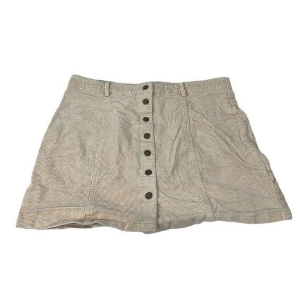 Beige Corduroy Button-Front High-Waist Skirt 1XL By Chic Soul